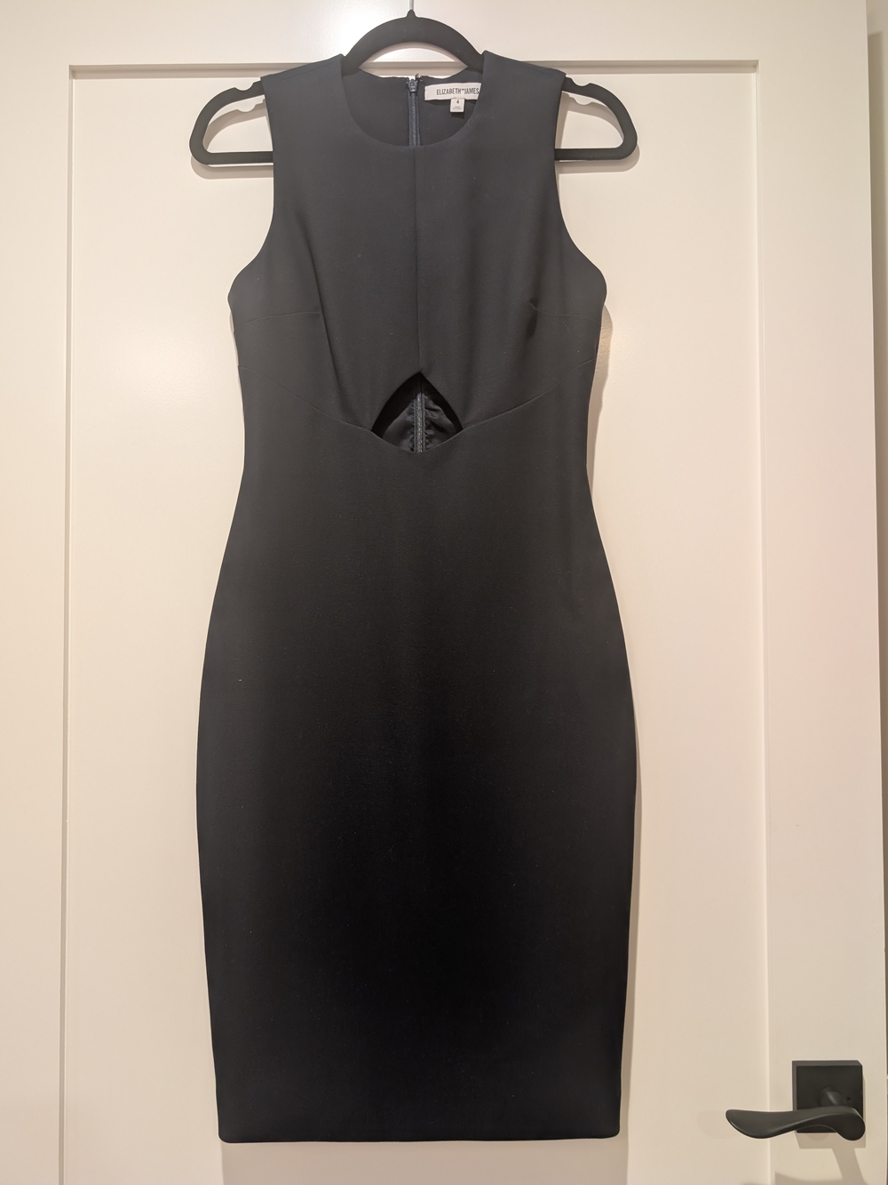 Elizabeth and James Black Sleeveless Cutout Navy Sheath Dress